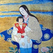 Fragment mozaiki \"Madonna z Dzieciątkiem\"