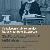 Poświęcenie tablicy pamięci ks. dr Krzysztofa Grzywocza