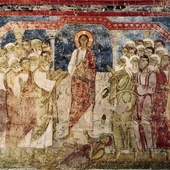 Jezus wyrzuca demona w synagodze w Kafarnaum (rzymski fresk)