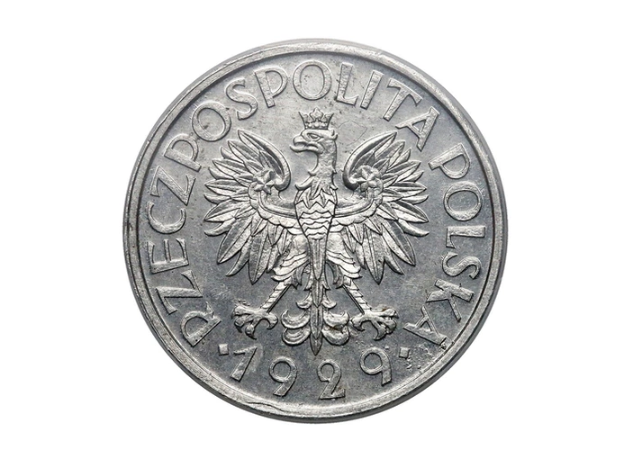 1 złoty 1929 poźniejsza odbitka w aluminium awers