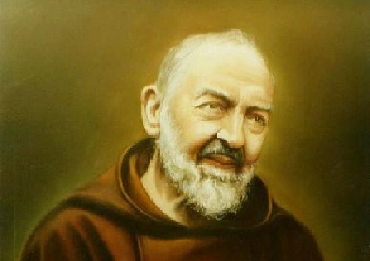 Fragm. portretu Ojca Pio. Autor: Zbigniew Kotyłło