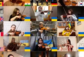 Ukraiński skrzypek Illia Bondarenko wzrusza grą w kijowskim schronie. Dołączyło do niego 94 artystów z całego świata