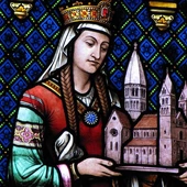 Św. Hildegarda. Witraż z kościoła w St. Foy