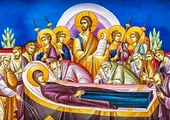Zaśnięcie Matki Bożej (ikona, fragm.)