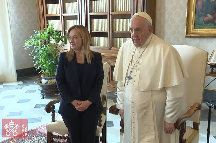 Premier Włoch Giorgia Meloni podczas audiencji u Papieża